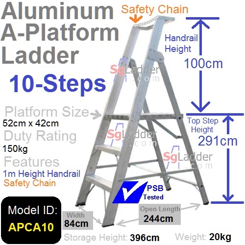 Aluminum A-Platform Ladder 10-Step