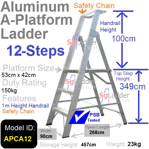 Aluminum A-Platform Ladder 12-Step