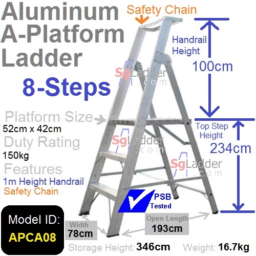 Aluminum A-Platform Ladder 08-Step